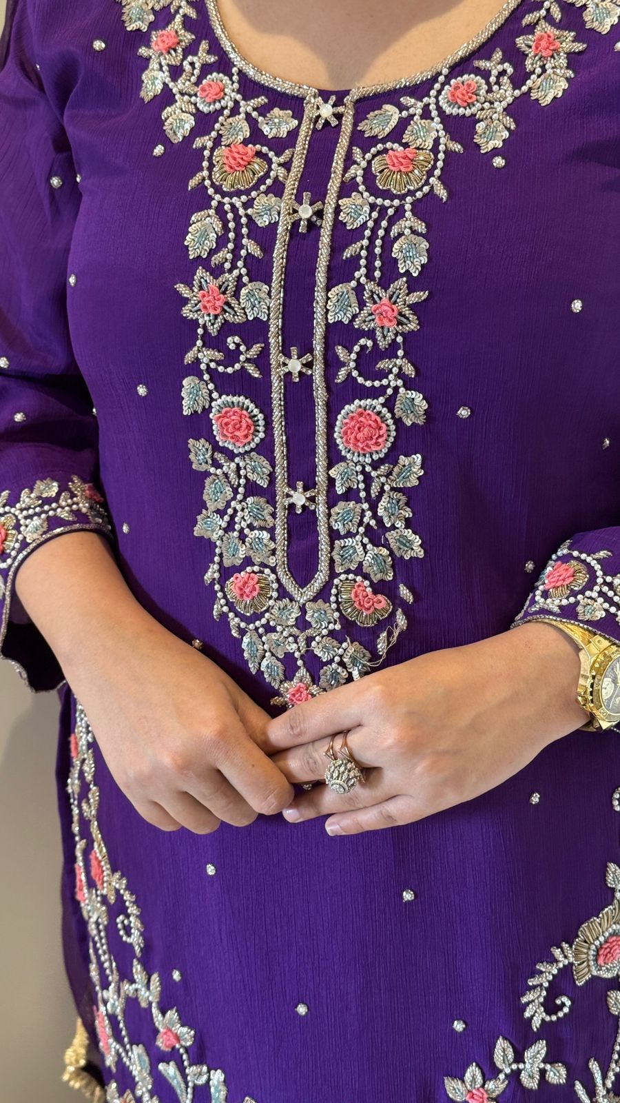 Ishya Sharara Set- Purple, Yellow