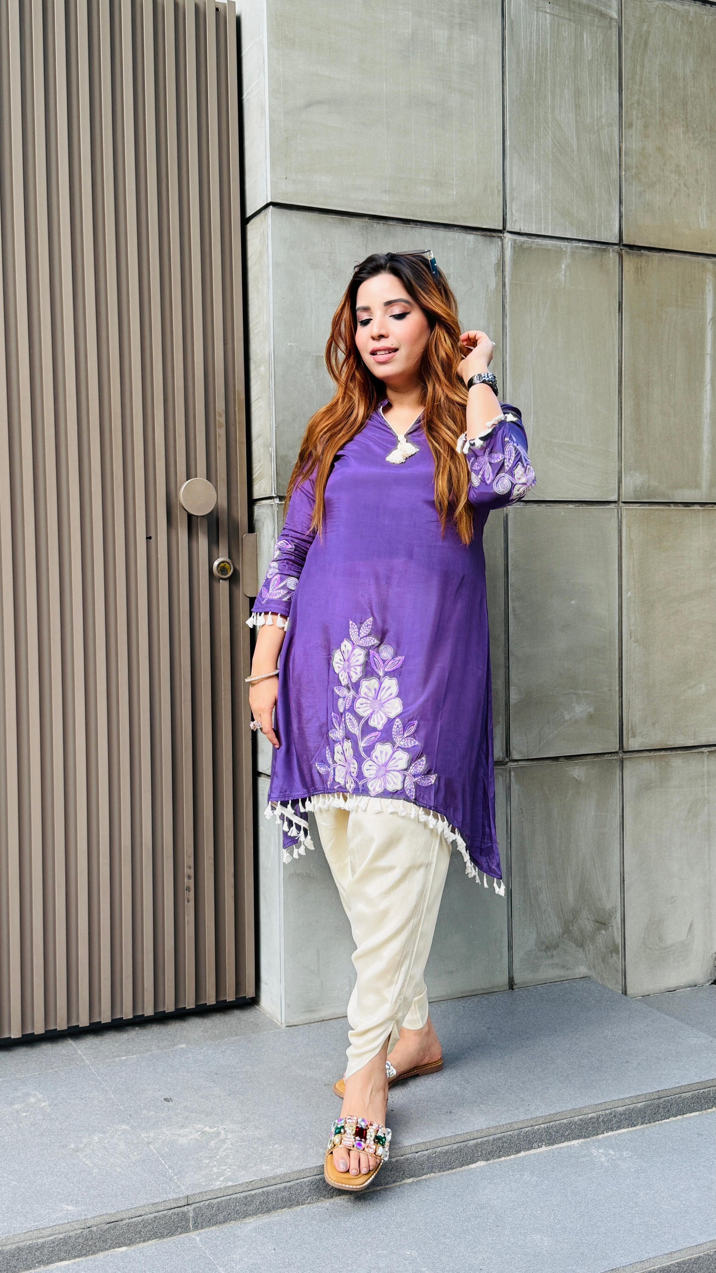 Mehar Crape Set- Black, Yellow, Pink, Red, Purple