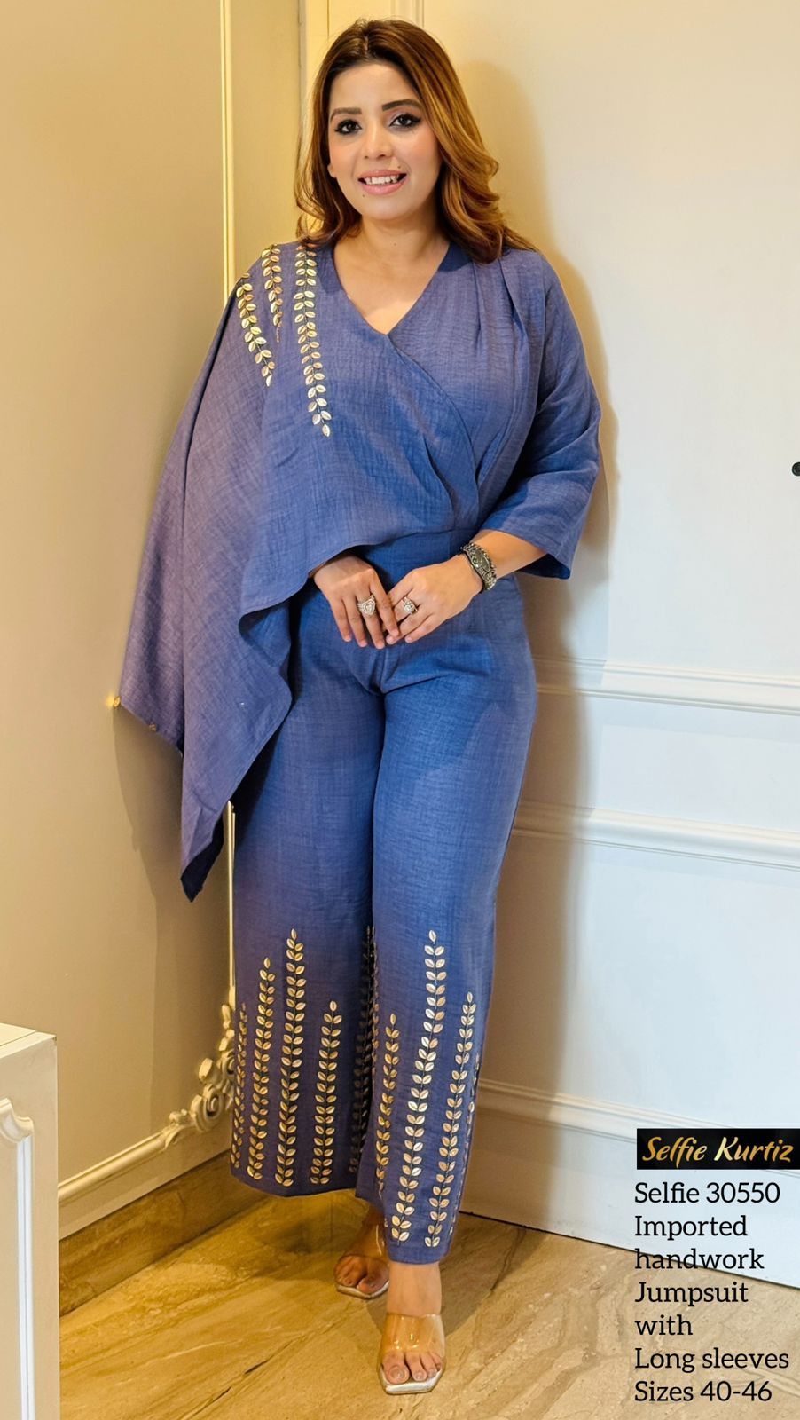 Luxe Handwork Jumpsuit- Black, Blue, Purple