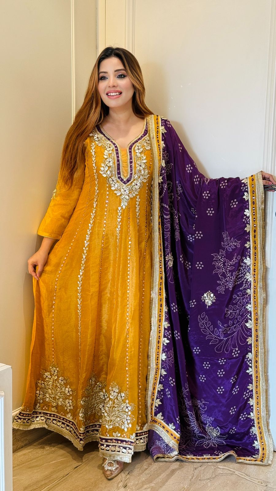 Meera Stone Gown- Blue, Yellow