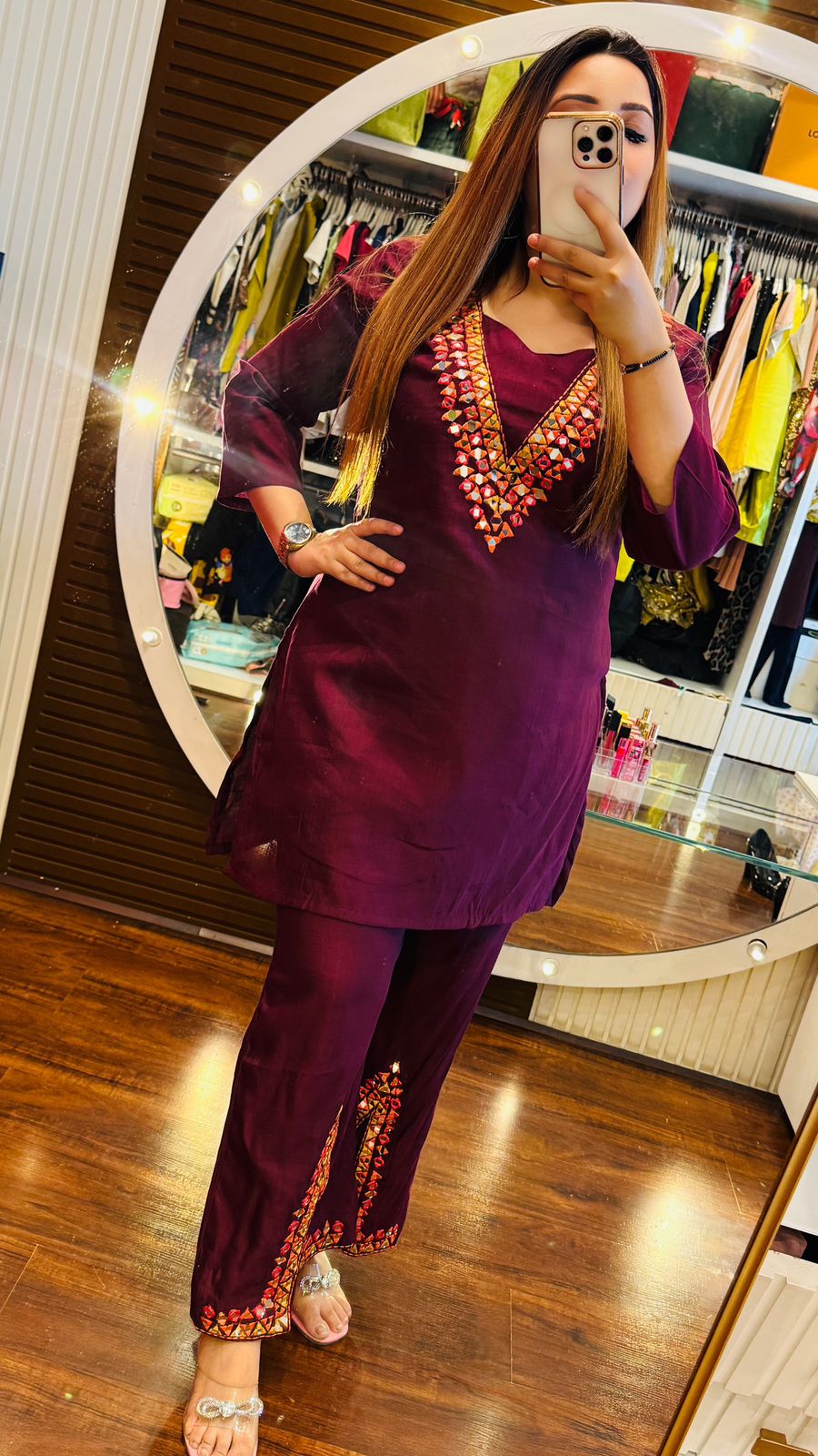 Kavya Mirror Cordset- Black, Purple