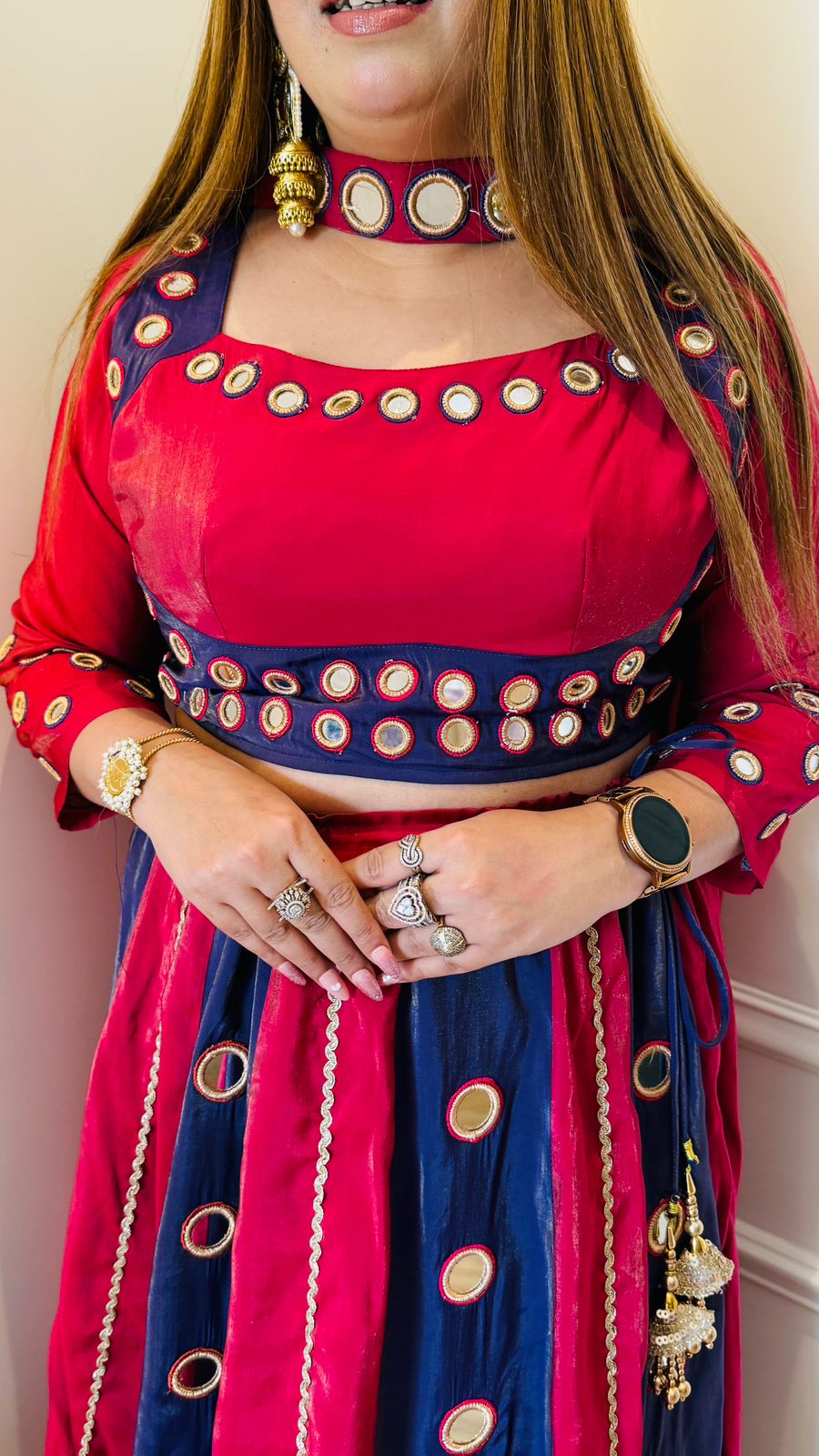 Zohra Lehenga - Magenta, Orange