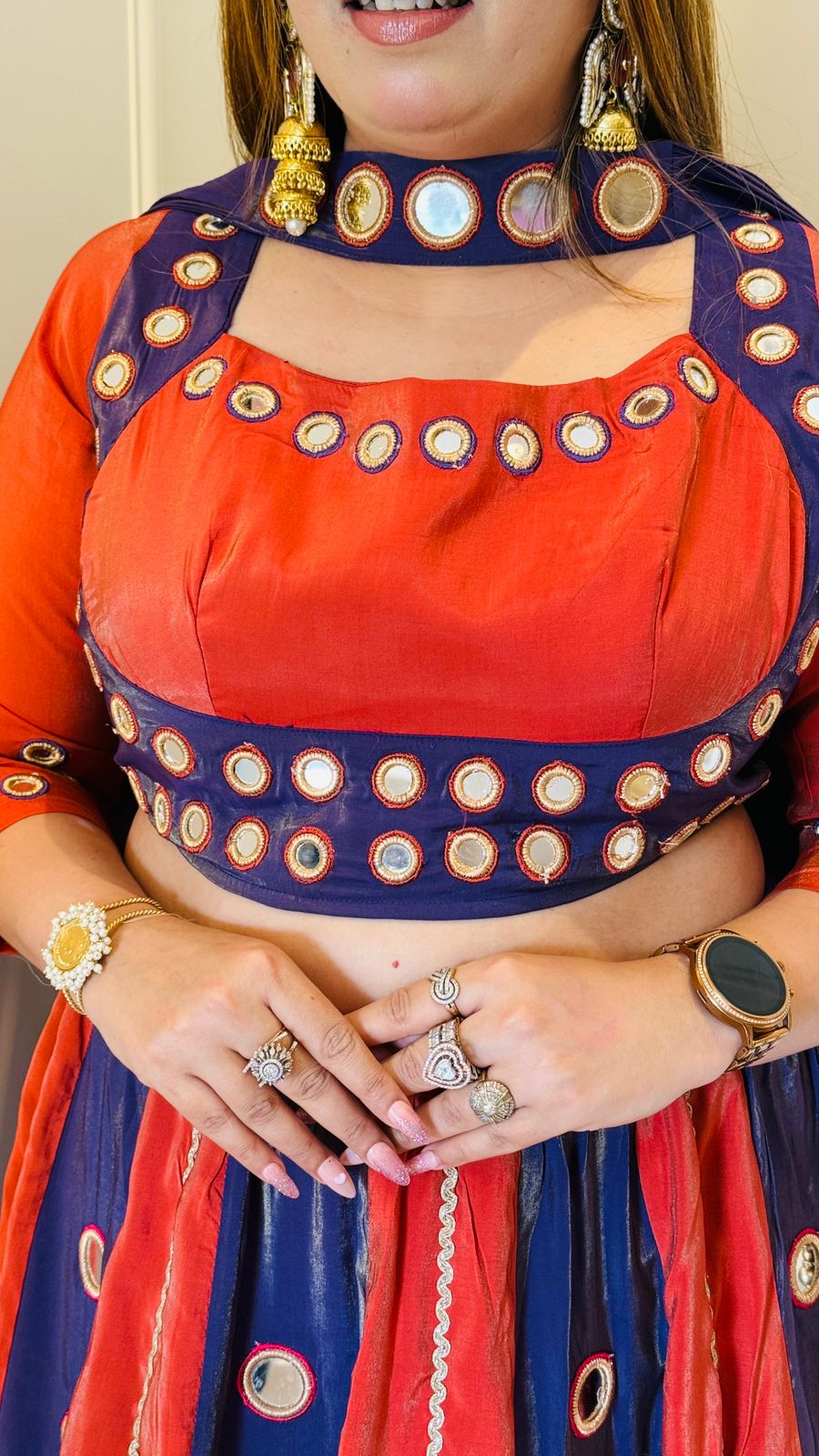 Zohra Lehenga - Magenta, Orange