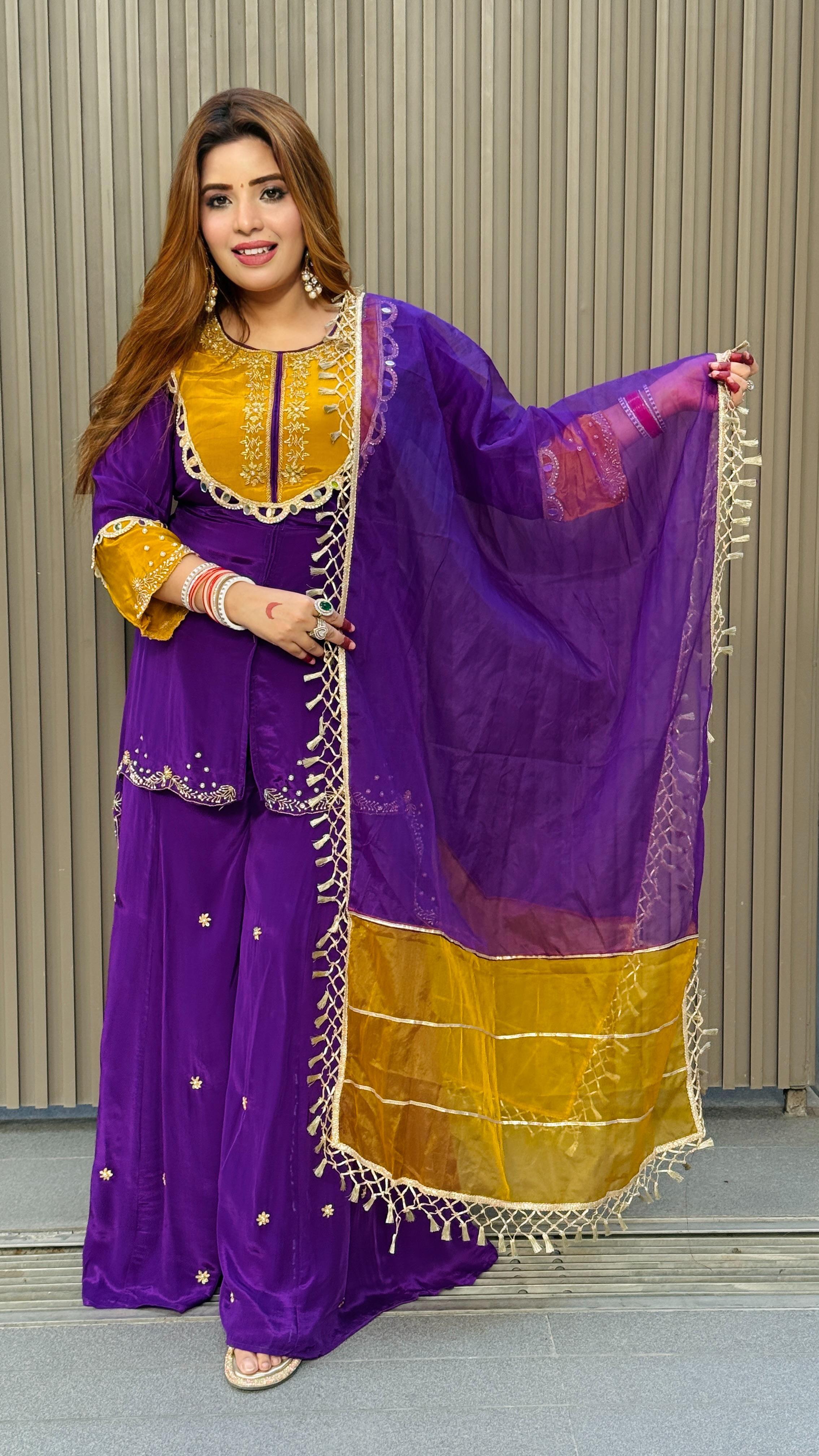 Amara Suit Set- Purple, Orange, Pink