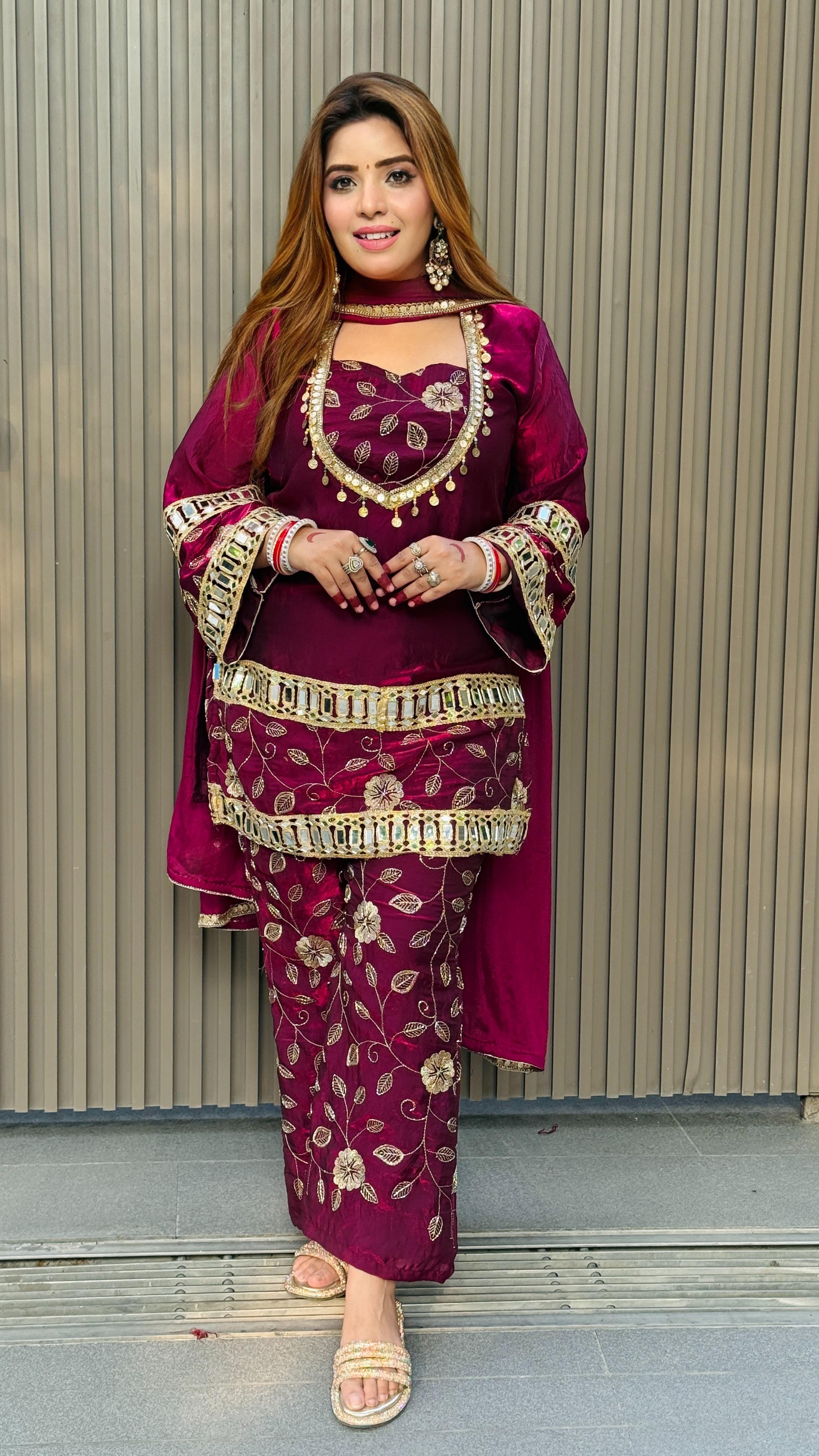 Malvika Suit- Magenta, Pink, Black