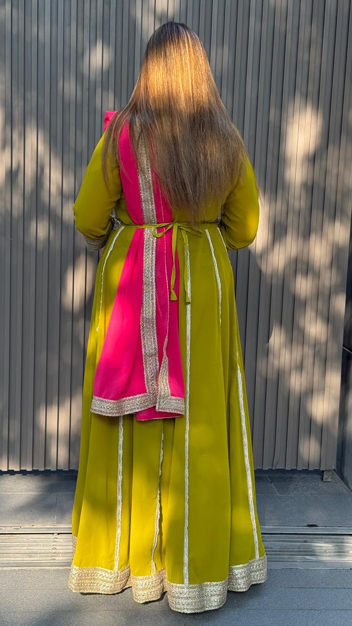 Ravya Anarkali Suit Set- Mustard, Green, Maroon