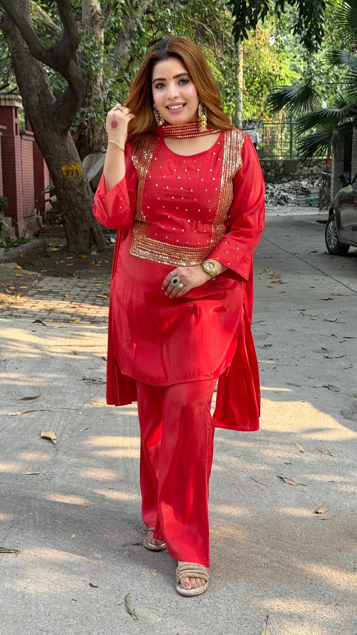 Zarina Suit Set- Black, Red, Pink, Green