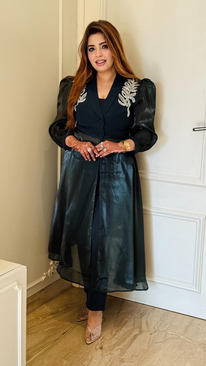 Selvya Indo-Western Dress-Green, Pink, Red, Navy