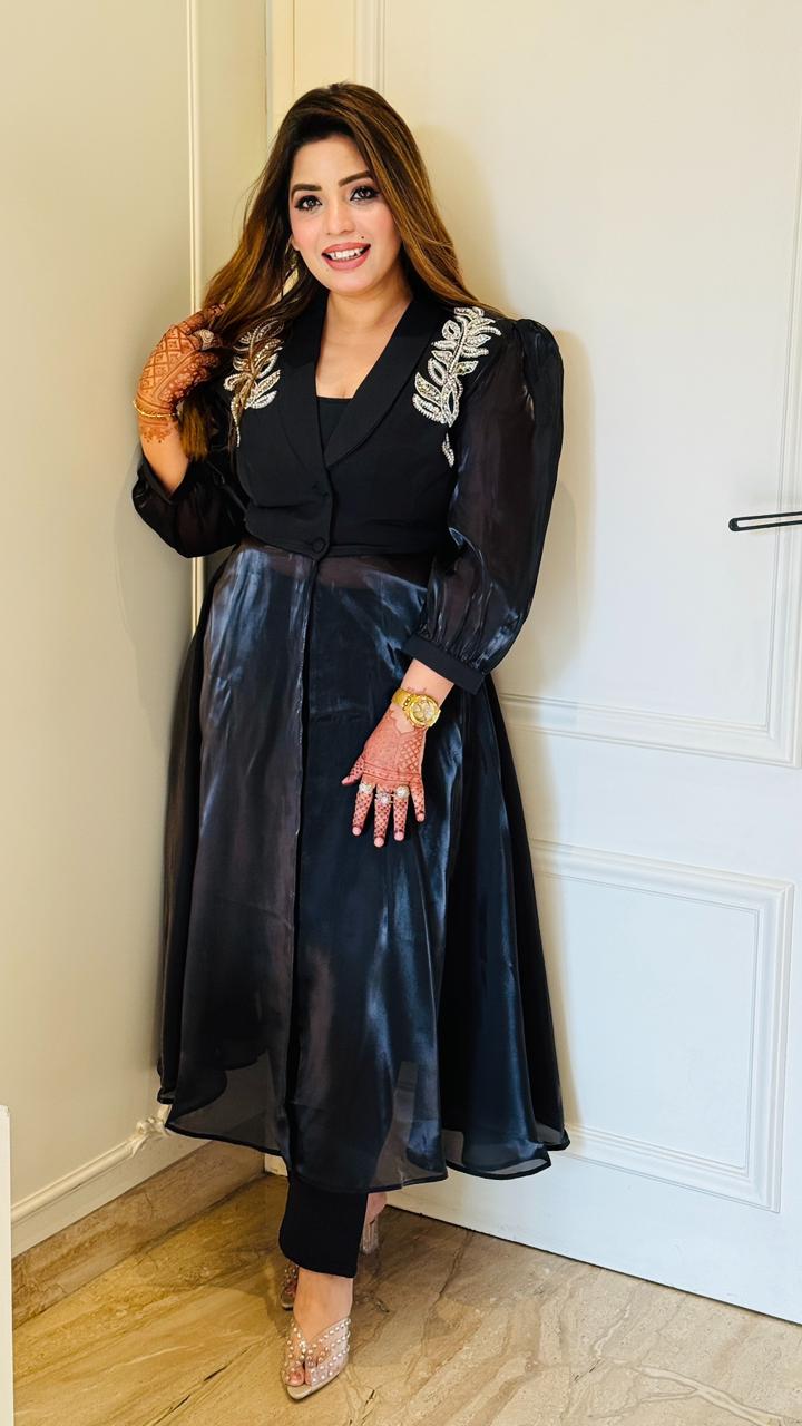 Selvya Indo-Western Dress-Green, Pink, Red, Navy