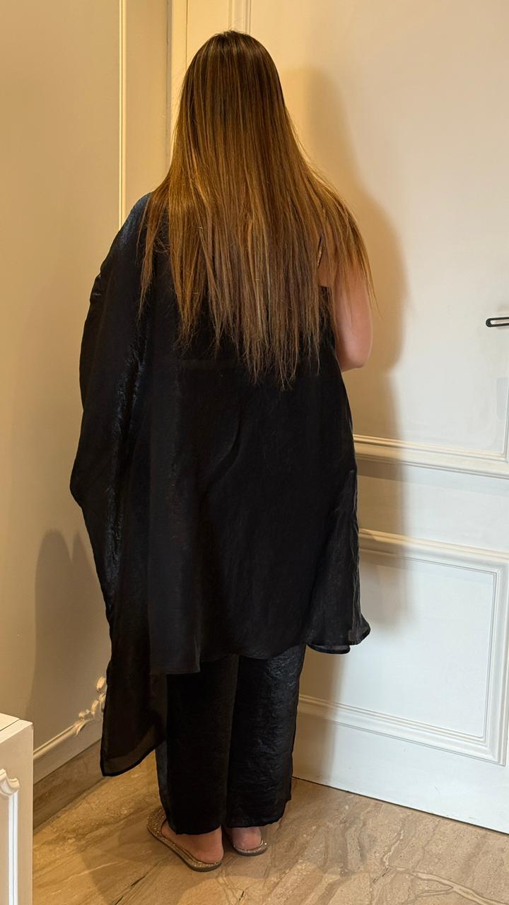 Elvira One-Shoulder Set- Green, Black, Purple