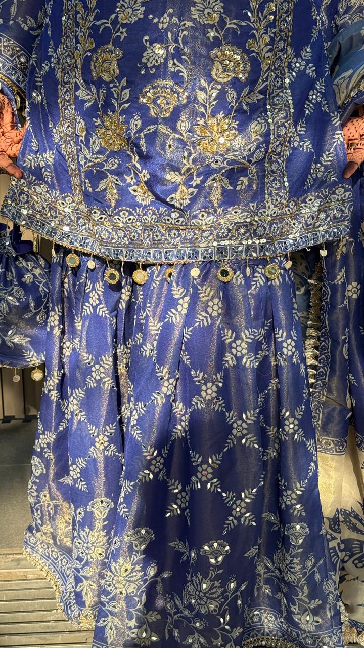 Zivana Sharar Suit- Blue, Pink