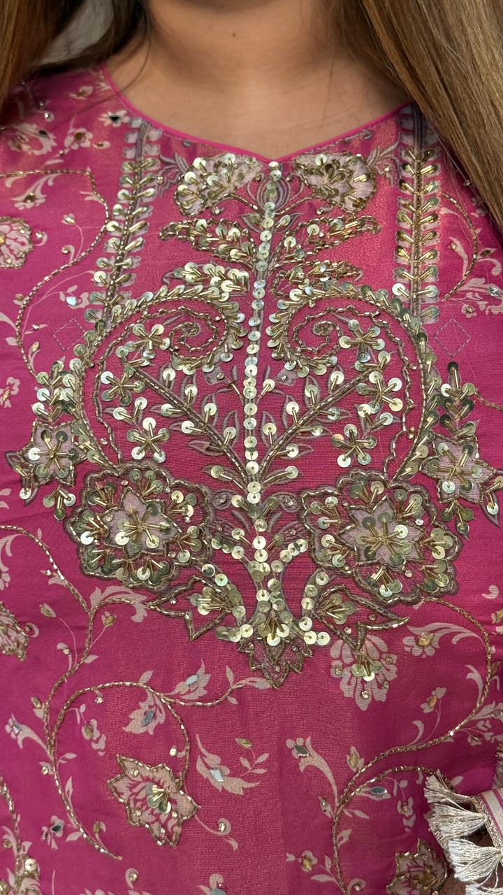 Zivana Sharar Suit- Blue, Pink