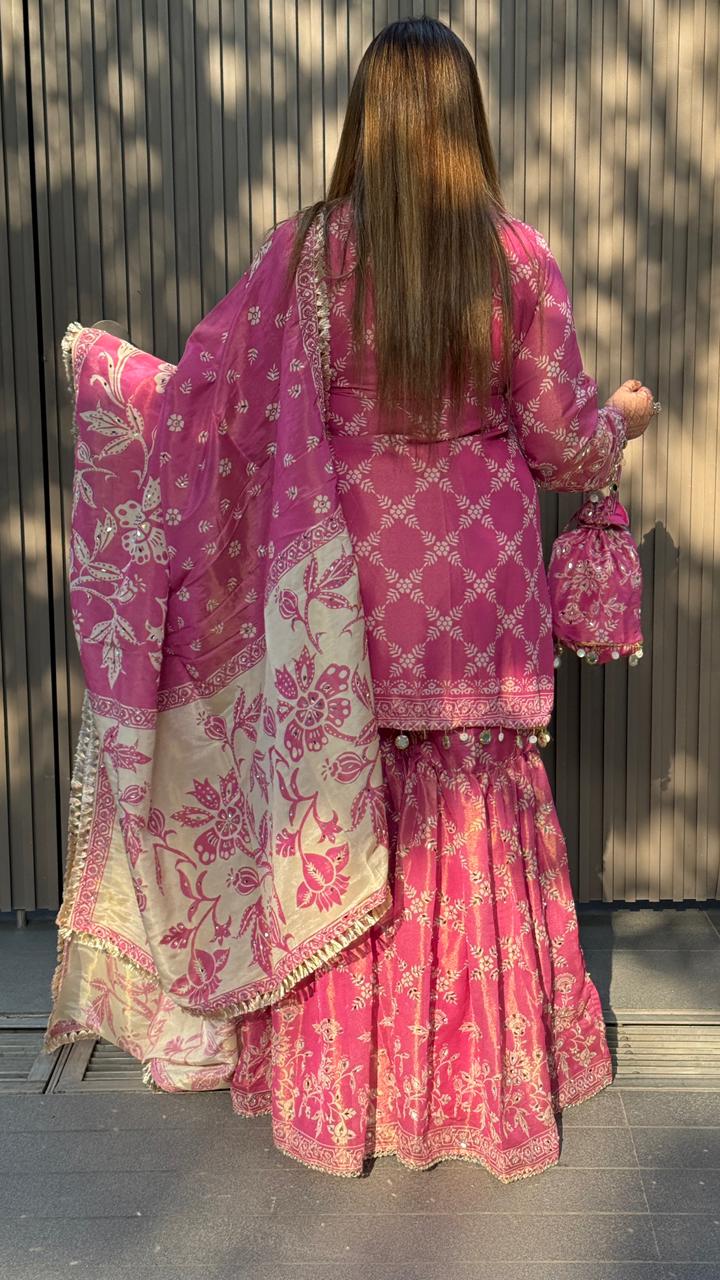 Zivana Sharar Suit- Blue, Pink