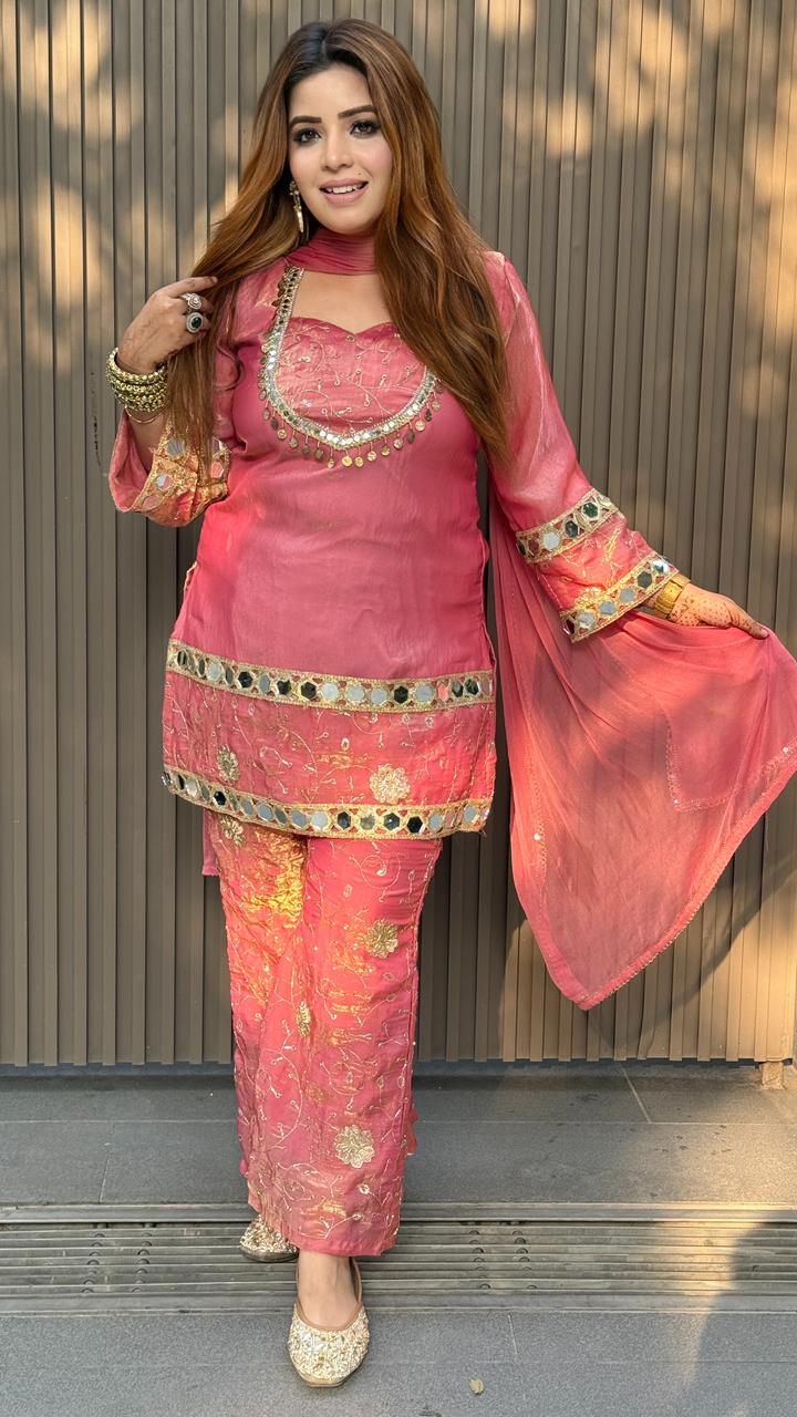 Malvika Suit- Magenta, Pink, Black