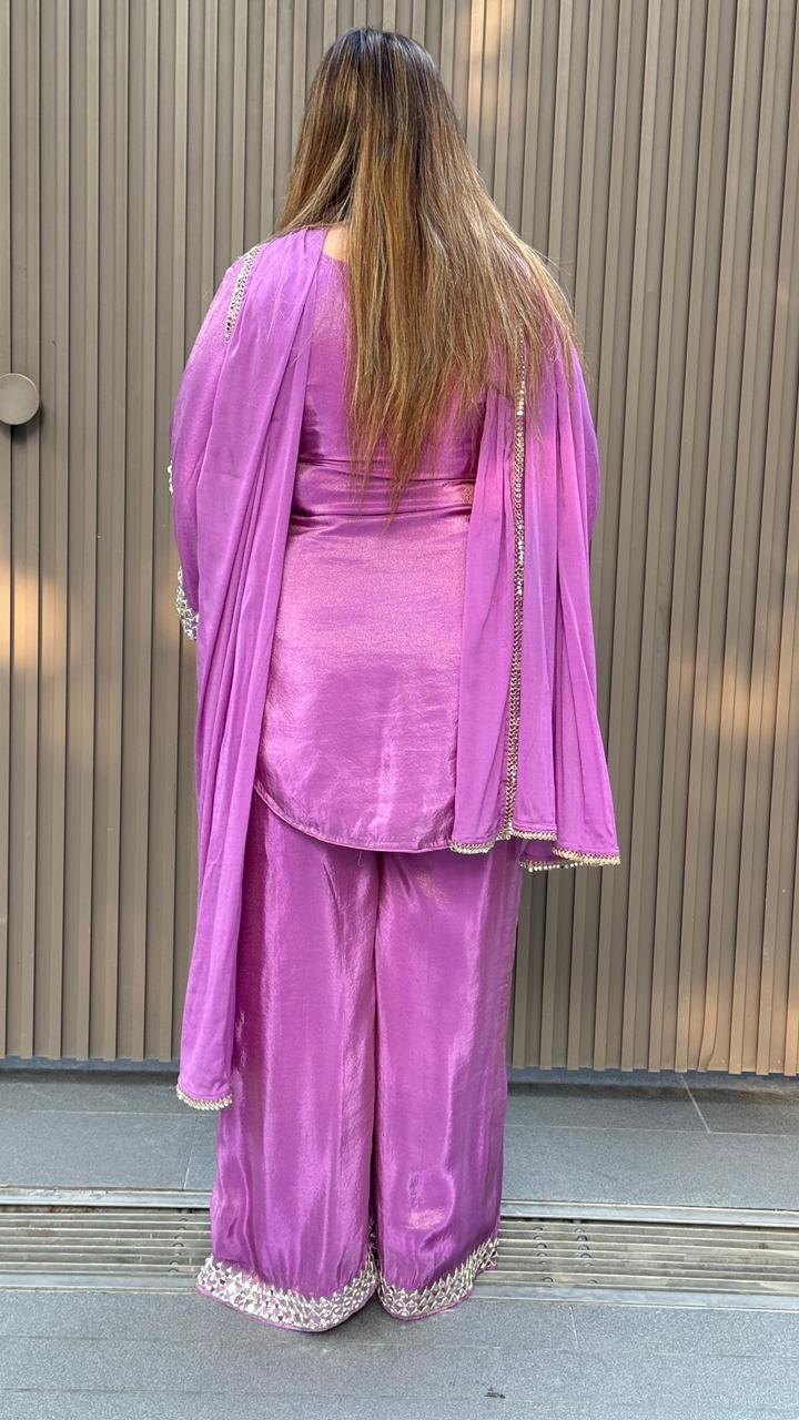 Ziyana Plazo Suit- Pink, Purple