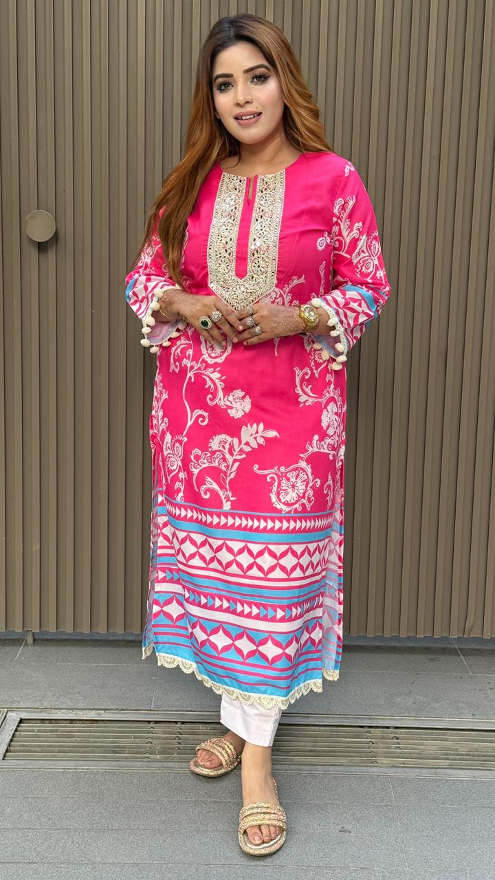 Tavira Slit Pant Set- Black, Pink