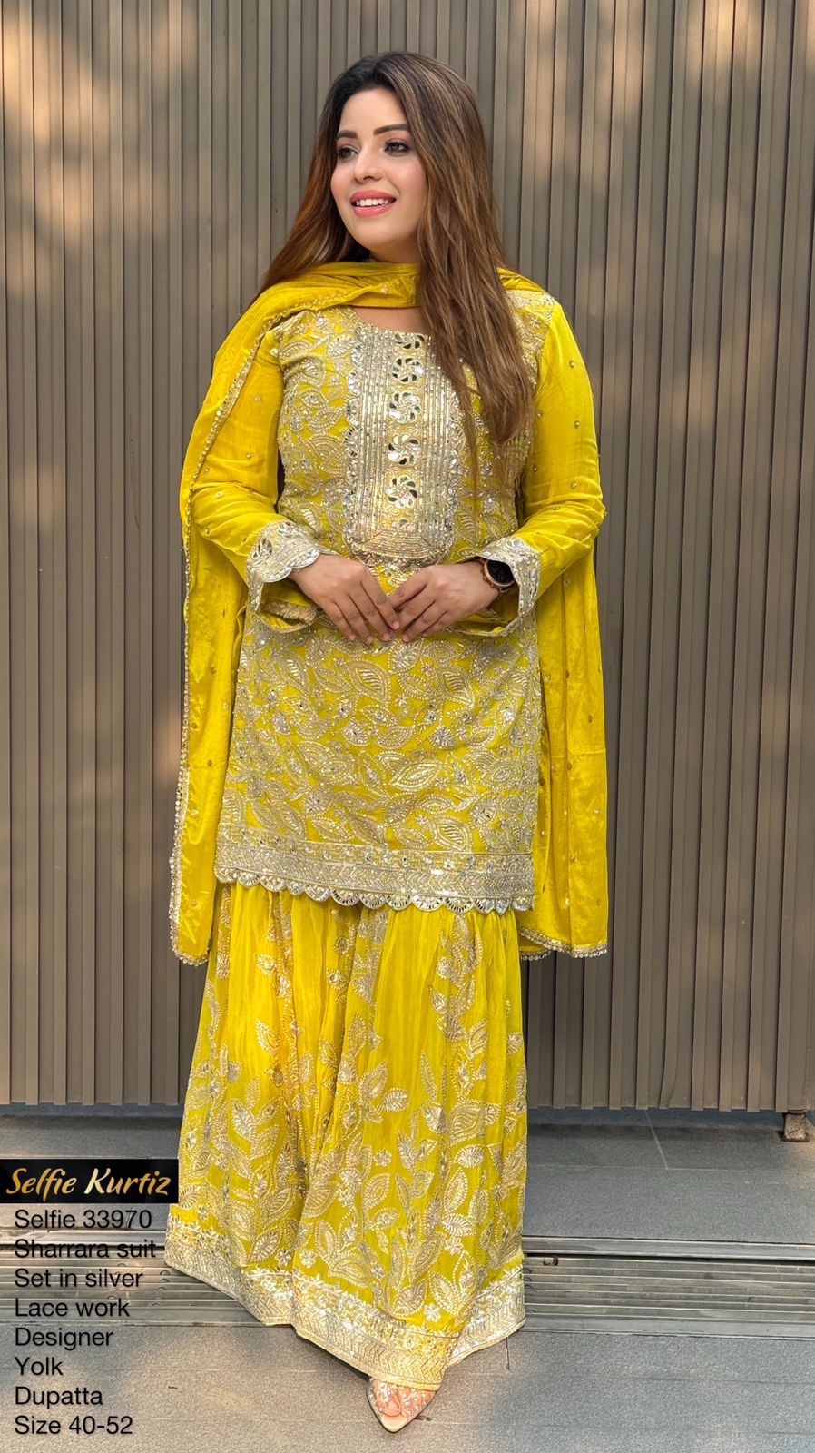 Reyvya Sharara Suit- Orange, Yellow