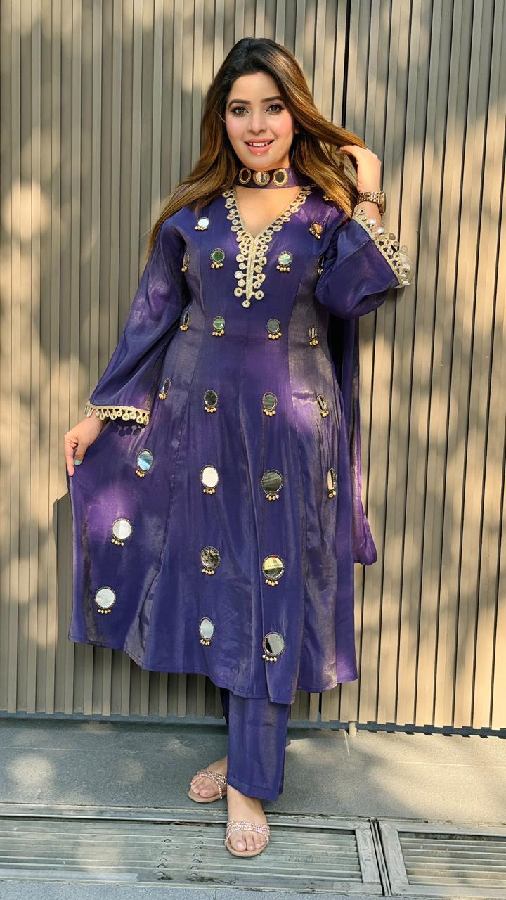 Avisha Anarkali- Red, Magenta, Purple