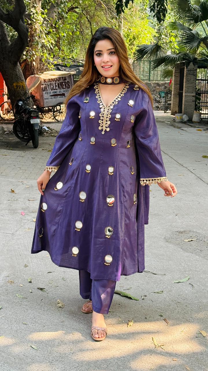 Avisha Anarkali- Red, Magenta, Purple