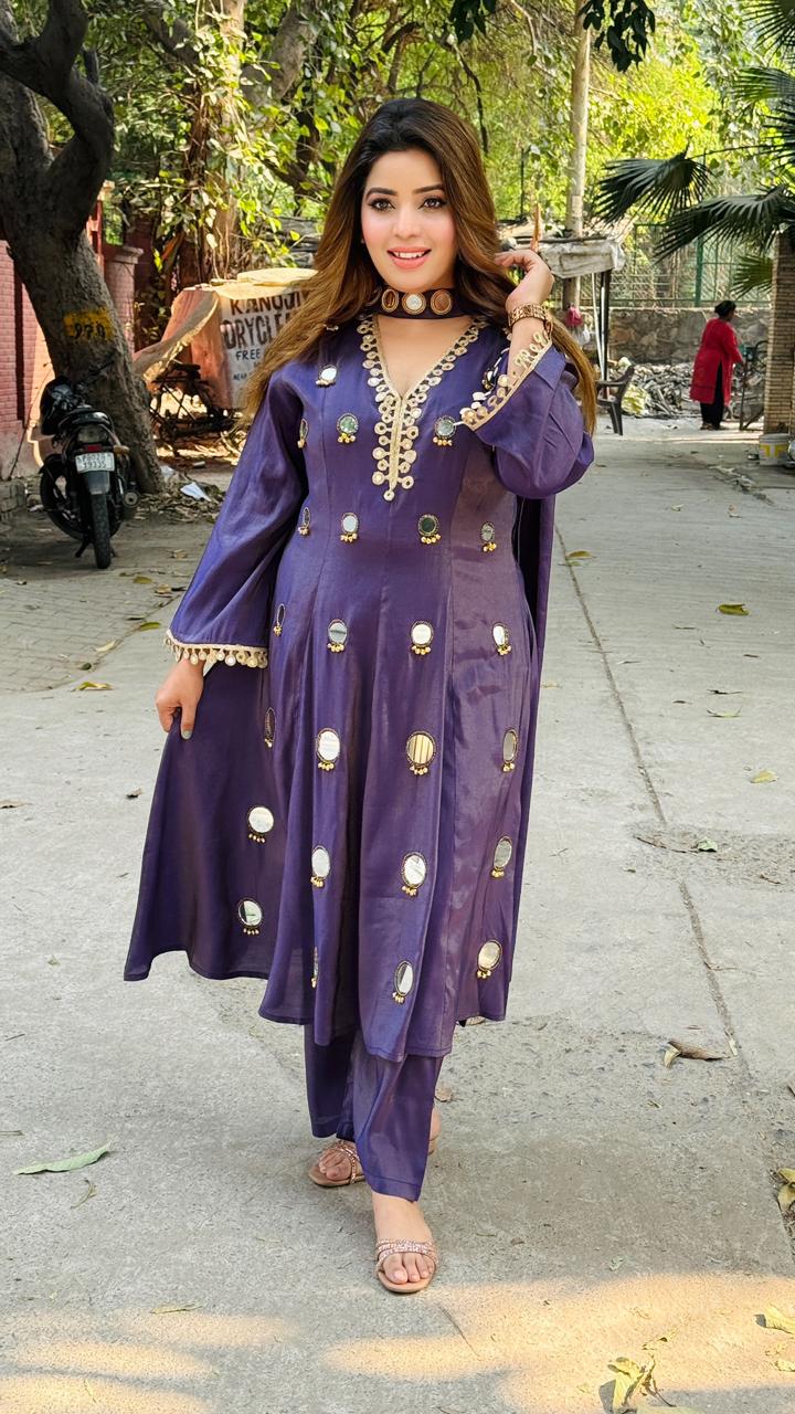 Avisha Anarkali- Red, Magenta, Purple