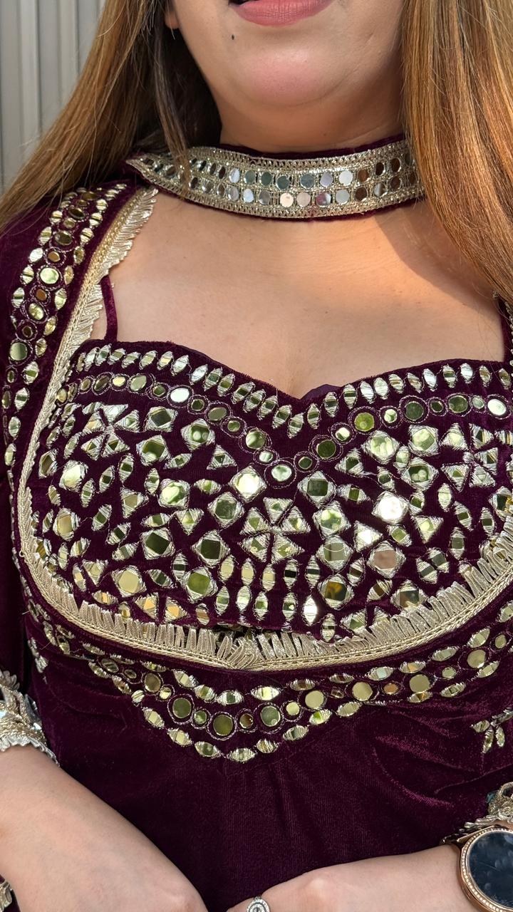 Reyamira Suit Set- Maroon, Black, Green