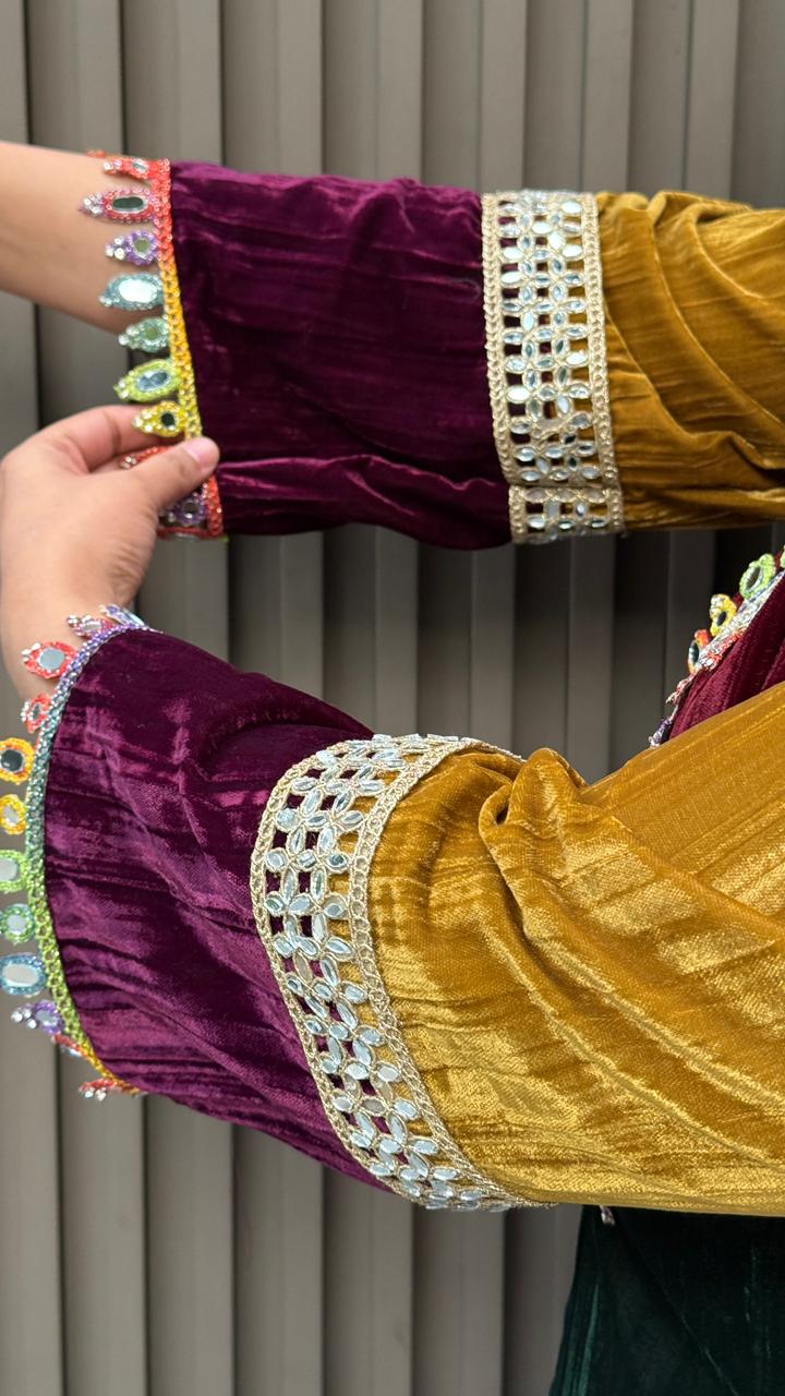 Veloura Multi-Crinkled Cordset- Mustard, Blue