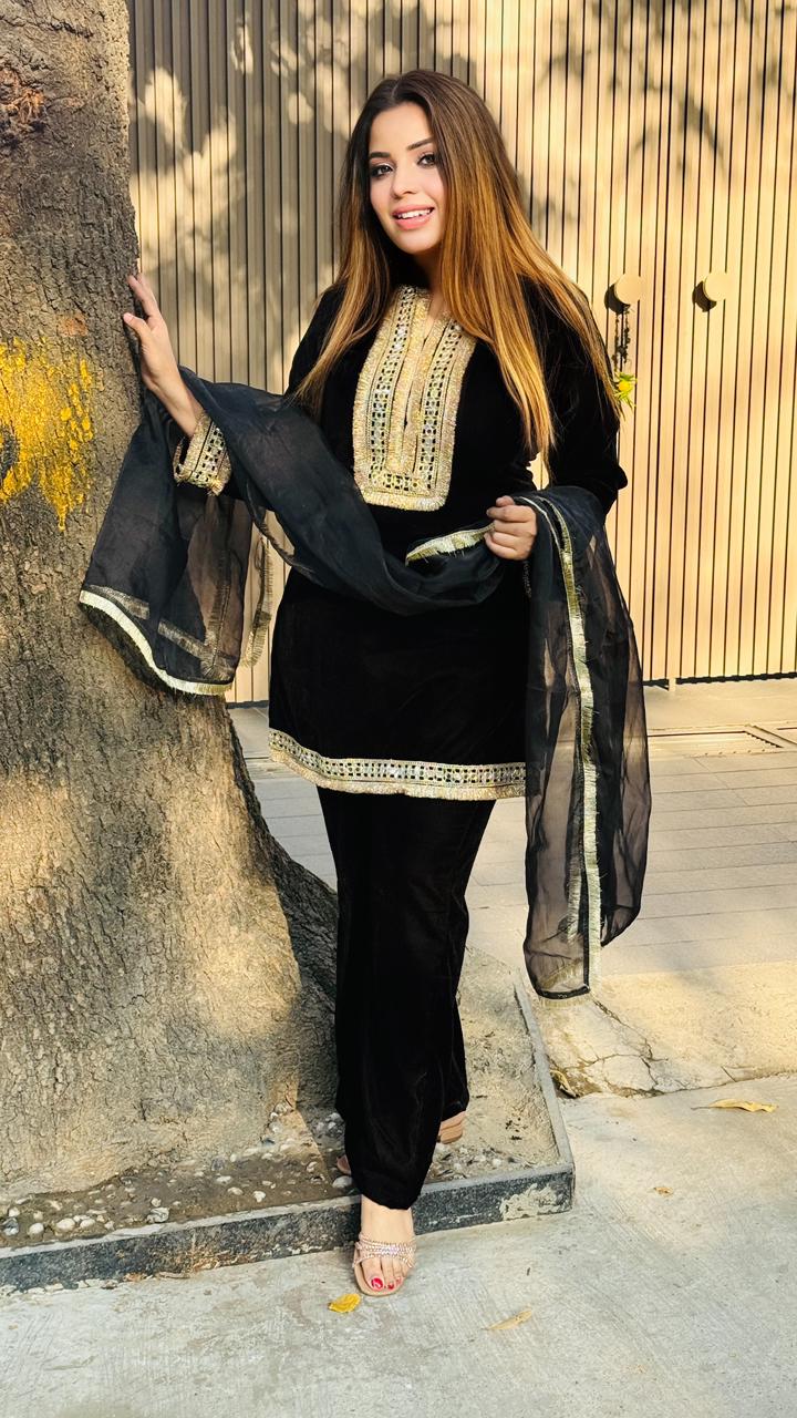 Venessa Velvet Suit Set- Grey, Purple, Black, Green