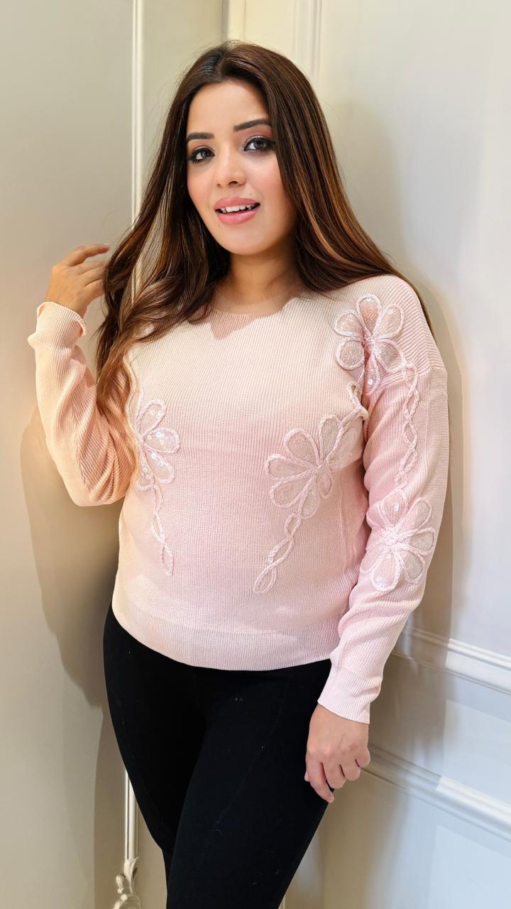 Sequinam Netting Top- Pink, Black