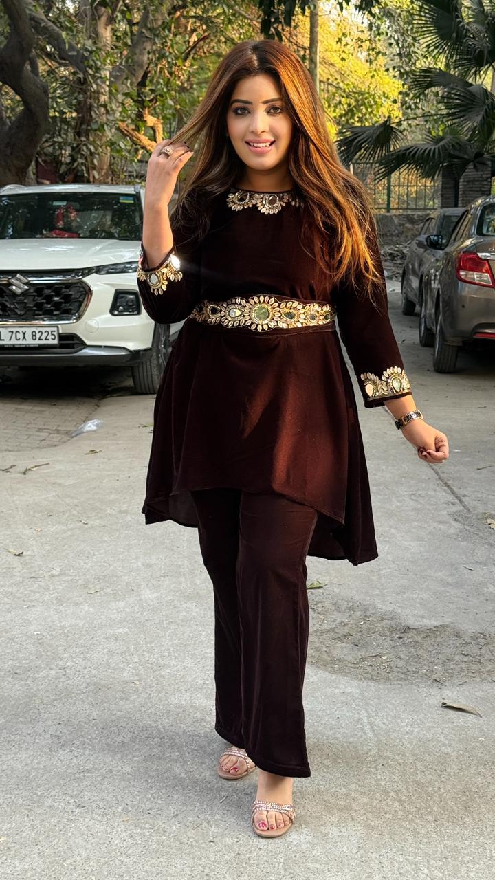 Marvella Hemline Set- Green, Black, Brown