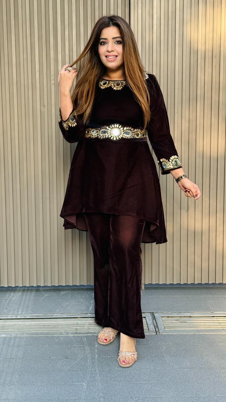 Marvella Hemline Set- Green, Black, Brown