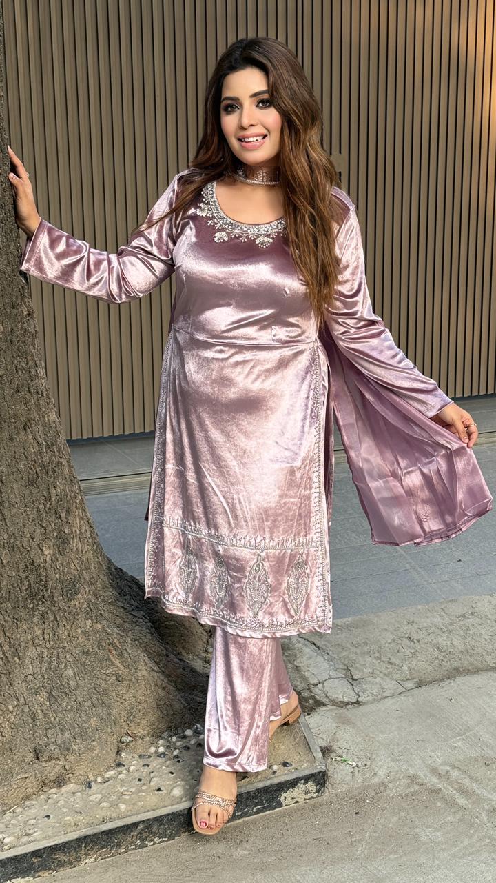 Zehira Velvet Outfit- Purple, Lavender, Blue