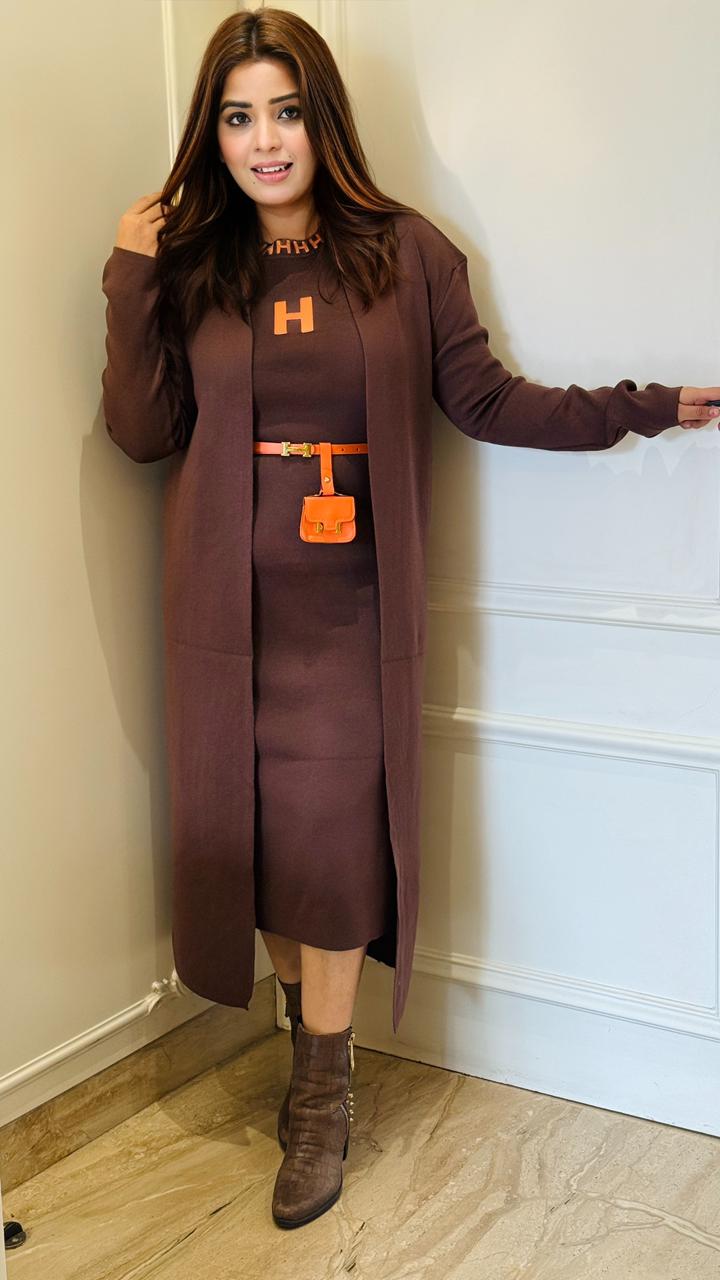 Ravza 2-Piece Dress- Beige, Maroon, Brown