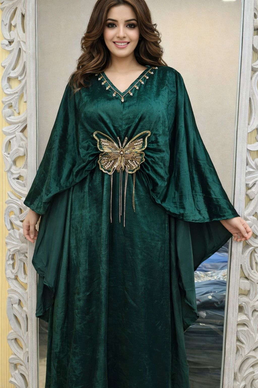 Elmasya Velvet Kaftan- Black, Green, Purple