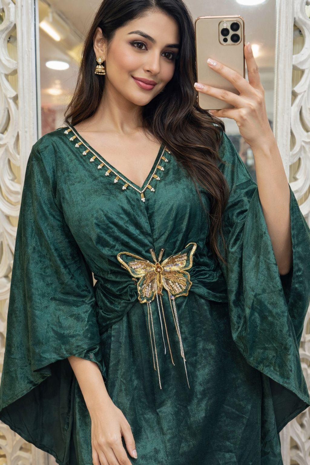 Elmasya Velvet Kaftan- Black, Green, Purple