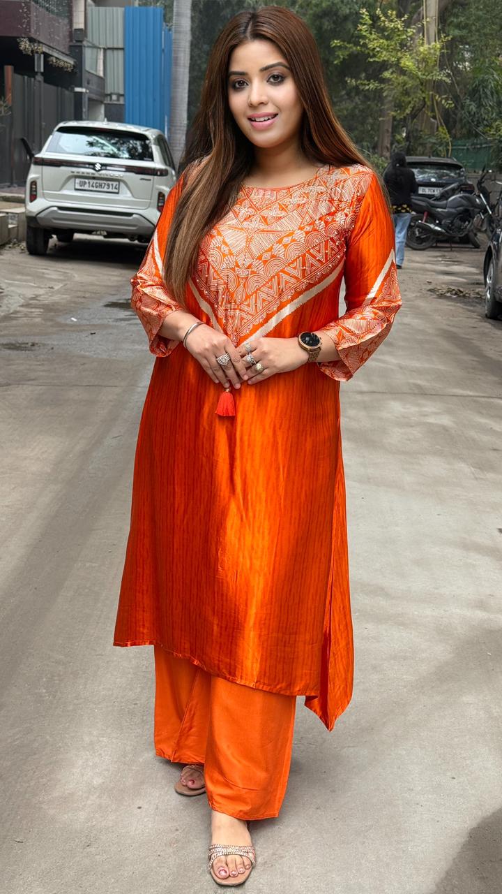 Mehvara A -Line Plazo Set- Purple, Yellow, Orange, Magenta