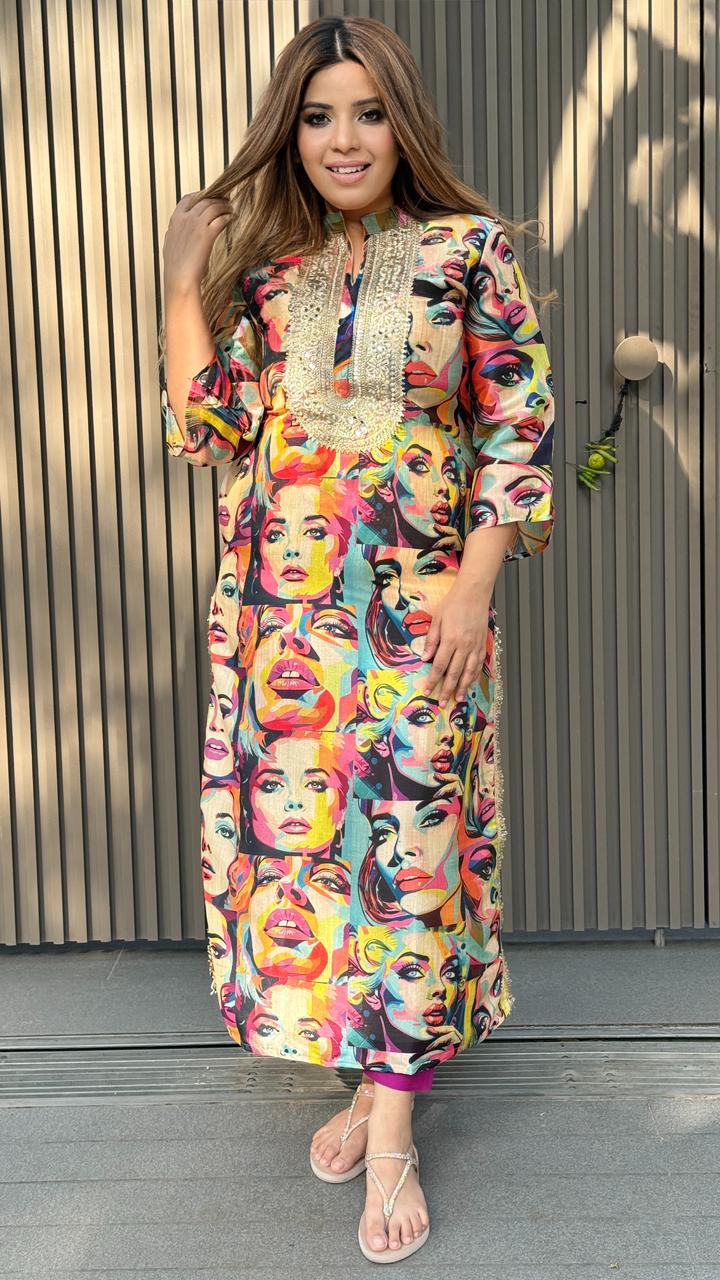 Aarvielle Silk Cordset- Purple, Yellow, Red