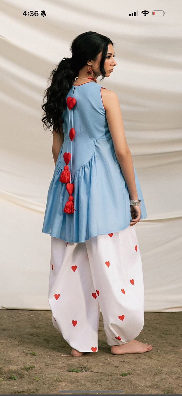 Saadgi Cotton Farshi Salwar Set- Blue