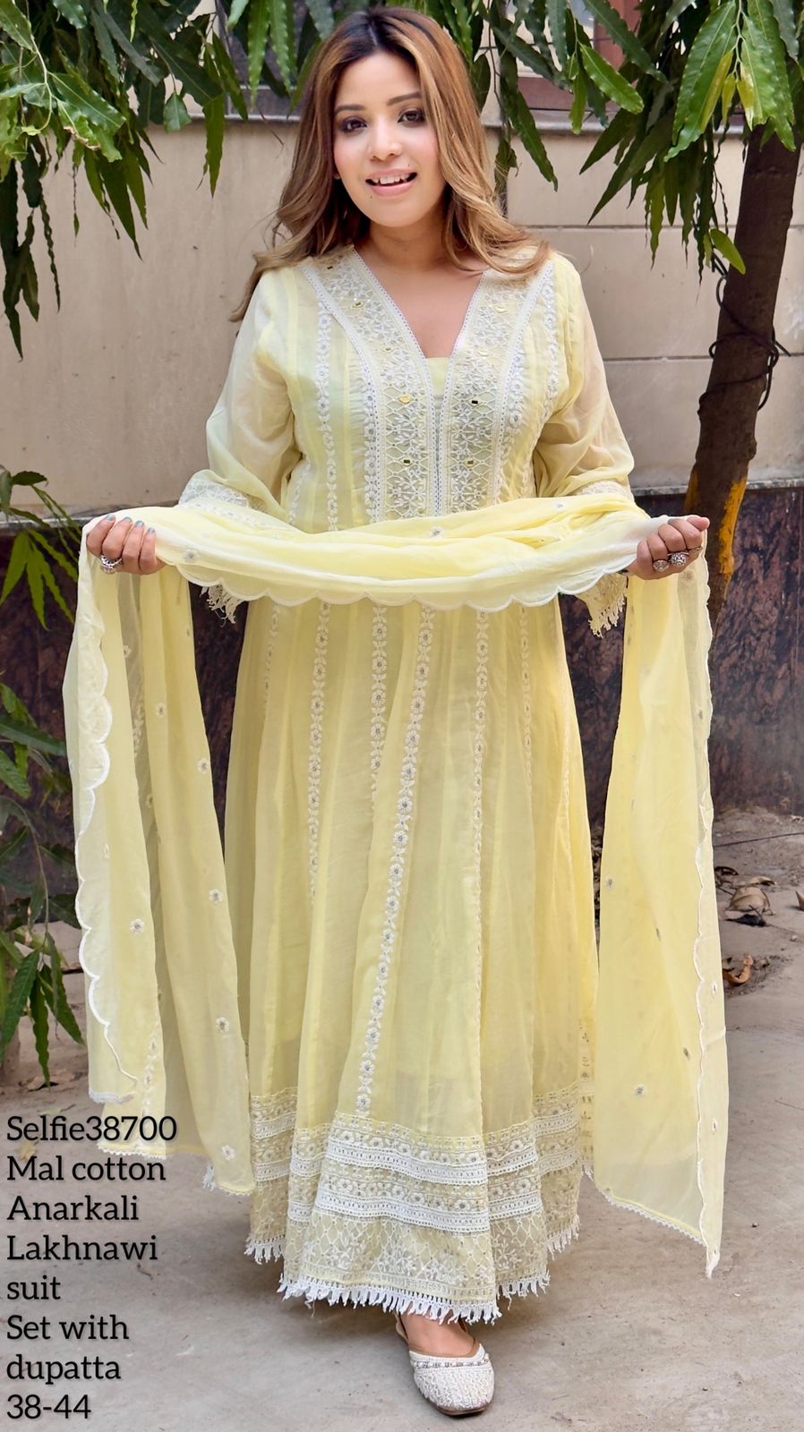 Visha Anarkali Set- Blue, Yellow