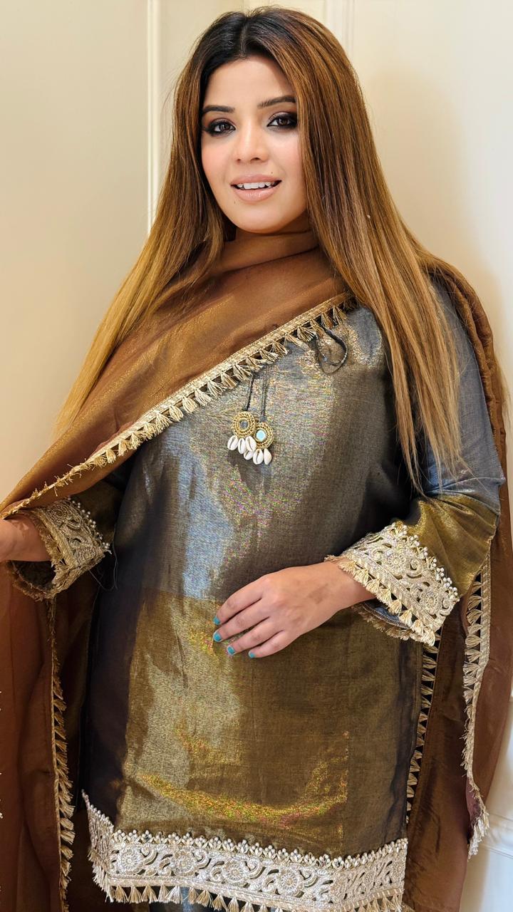 Aaboli Shimmer Suit Set- Brown