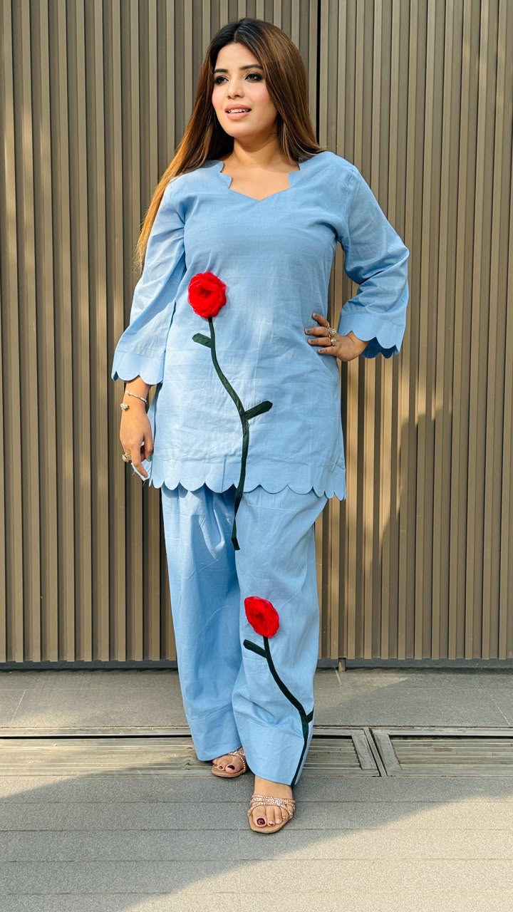 Gulraashi Farshi Set-  Blue, Pink, Yellow