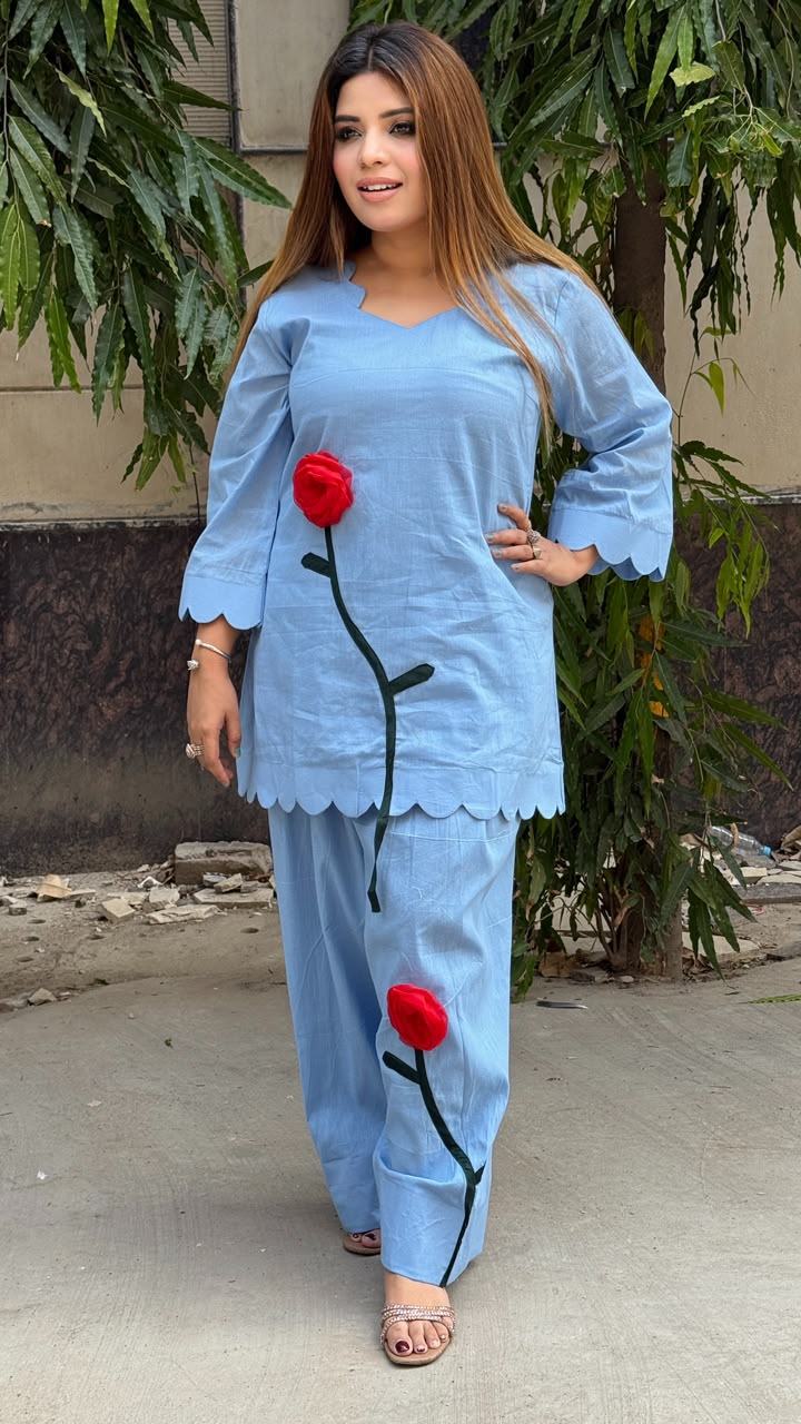 Gulraashi Farshi Set-  Blue, Pink, Yellow