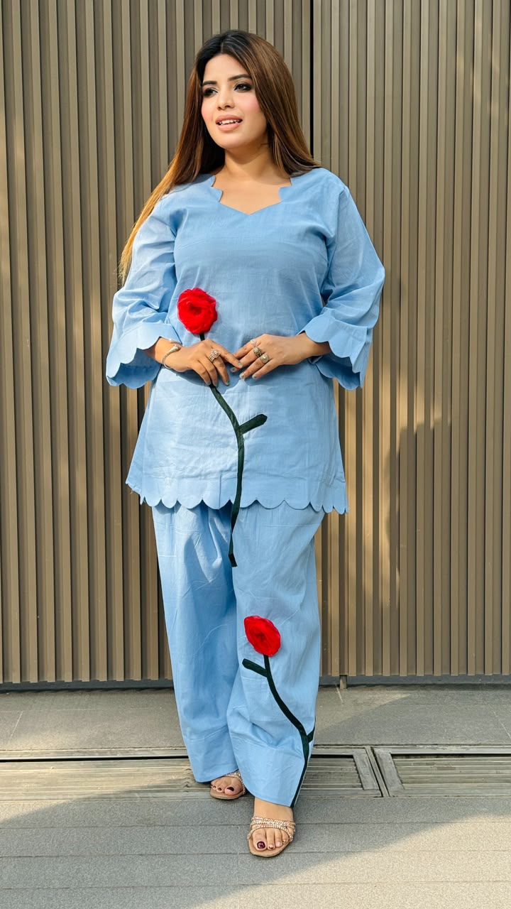 Gulraashi Farshi Set-  Blue, Pink, Yellow