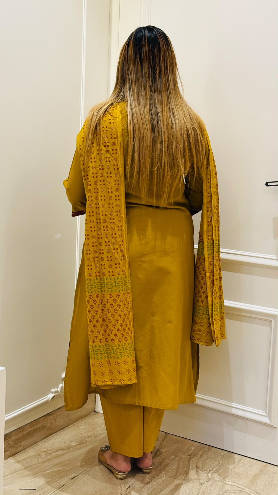 Manika Cotton Suit Set- Black, Mustard, Green