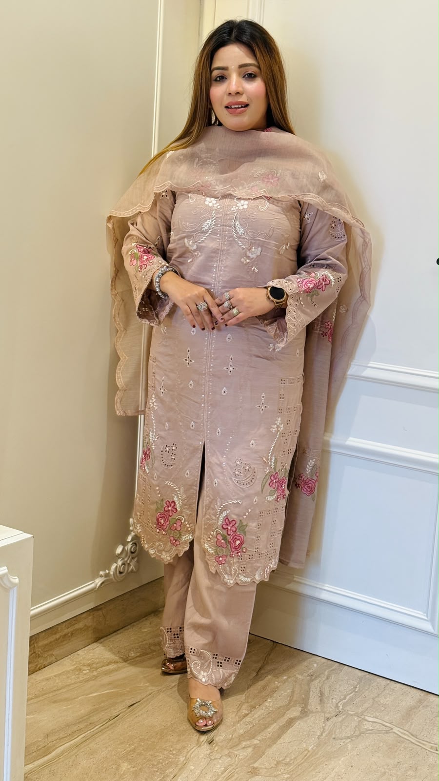 Sejal Pakistani Suit Set- Brown, Pink