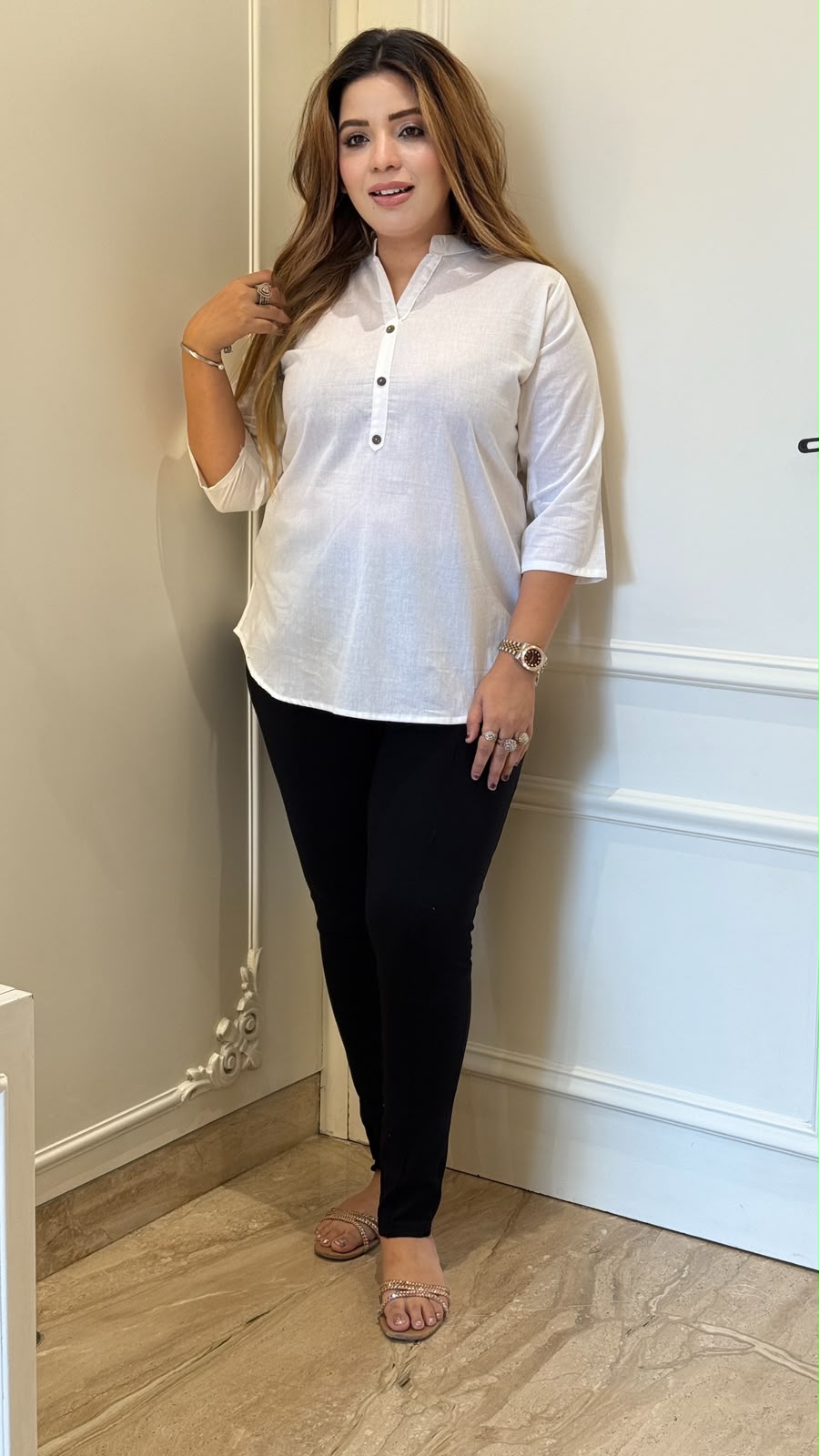 Sanchita Tunic Top- Black, Pink, White