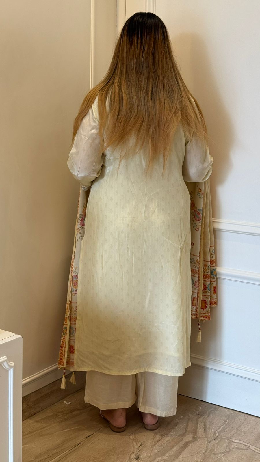 Riyaan Crepe Suit Set- Beige