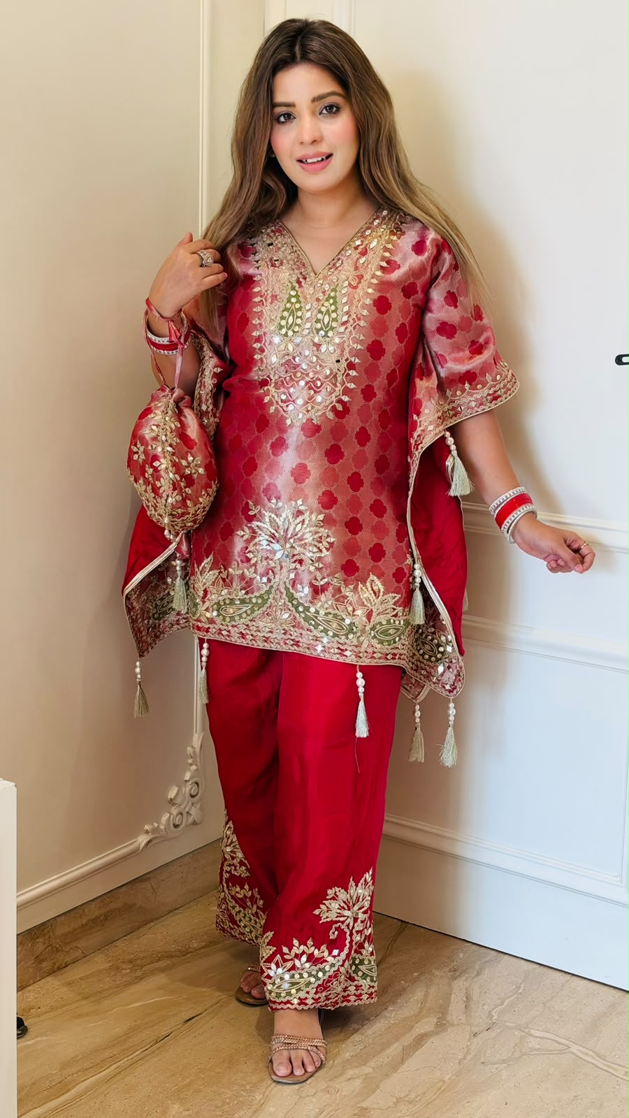 Vidisha Banarsi Farshi Salwar- Purple, Orange, Red