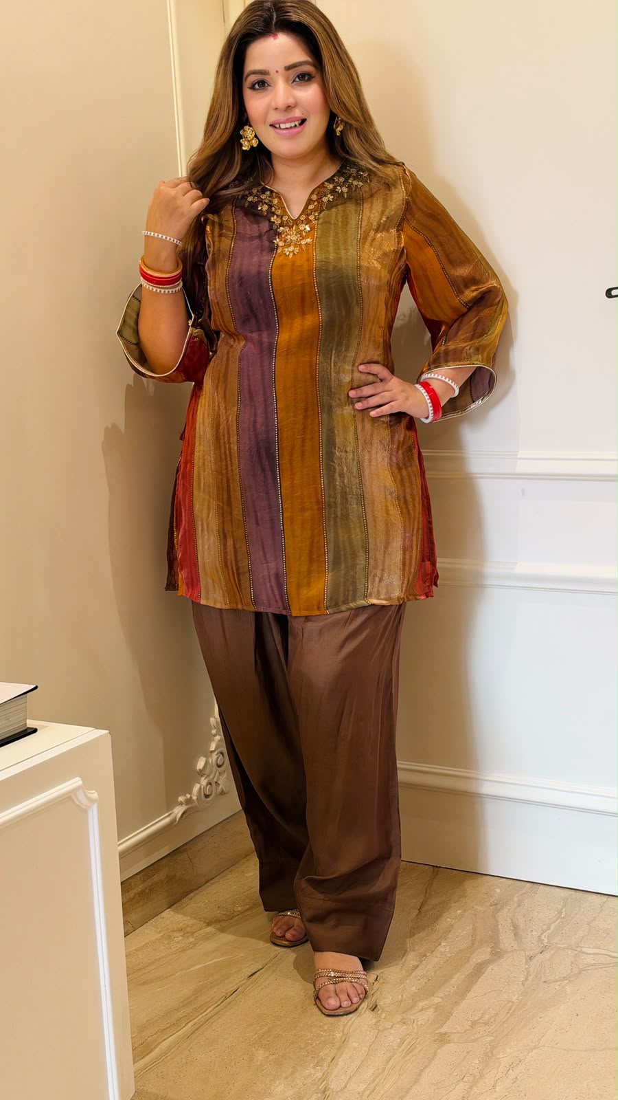Aamaya Organza Cord Set- Brown, Blue, Mustard, Purple, Red