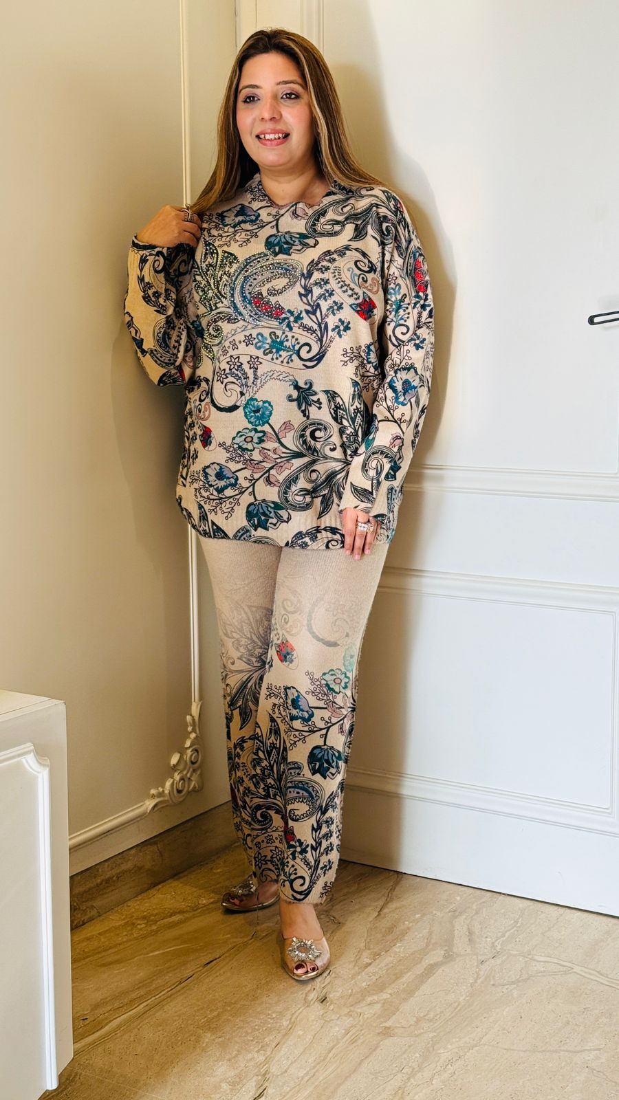 Blue Floral Pashmina Set