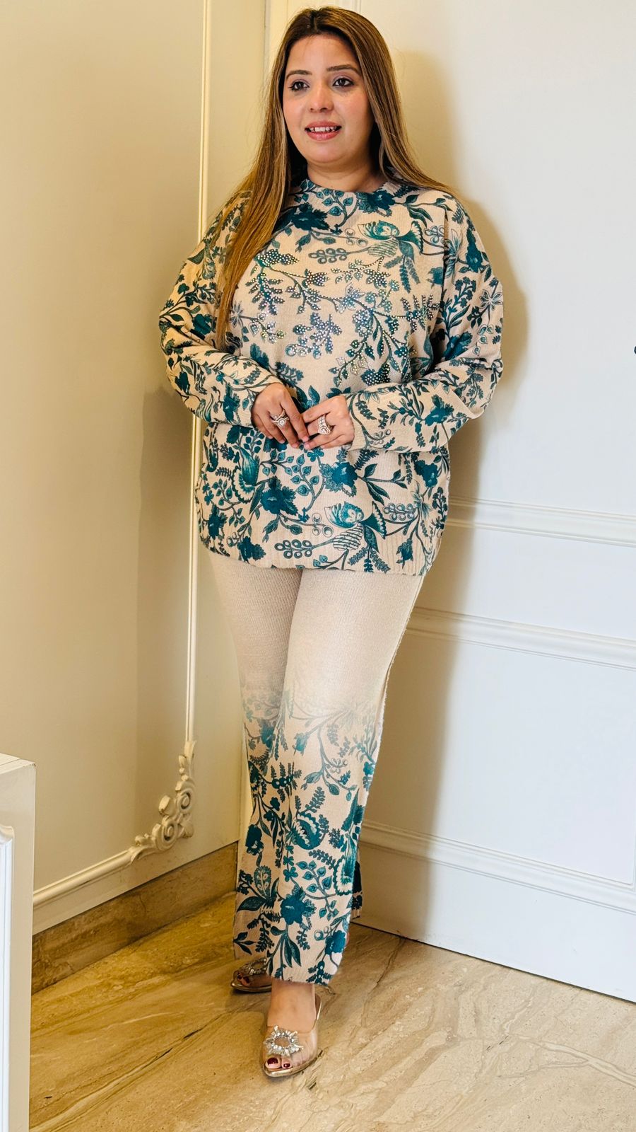 Multi Blue Rose Pashmina Set